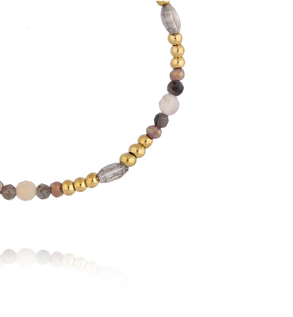 Bransoletka z labradorytem, agatem i szklanymi koralikami BTW3495