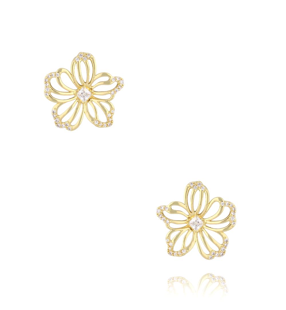 Kolczyki złote z kwiatkami Sunlit Blossom KRG1042