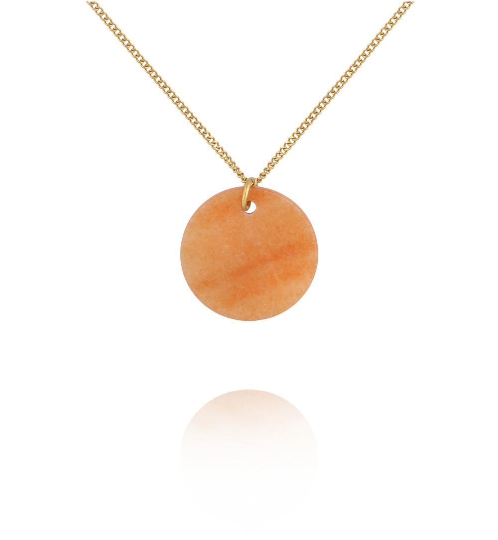 Naszyjnik z pomarańczową okrągłą zawieszką z awenturynu NPA1606