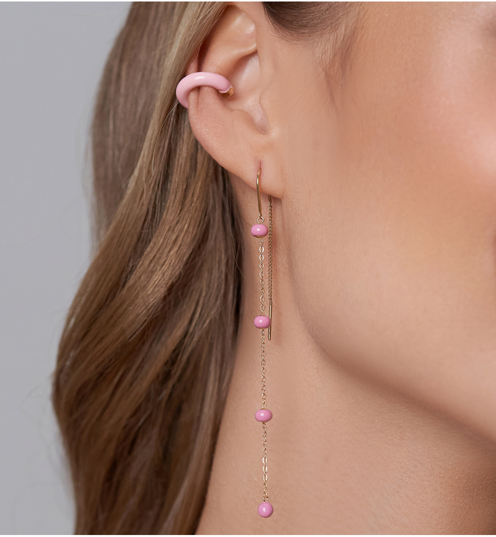 Nausznica z różową emalią Enamel KSA0918