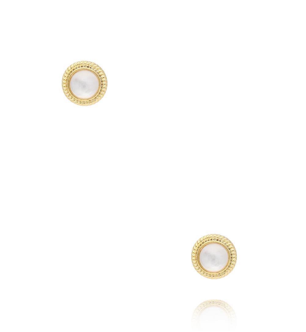 Kolczyki okrągłe z masą perłową złote KSS2193