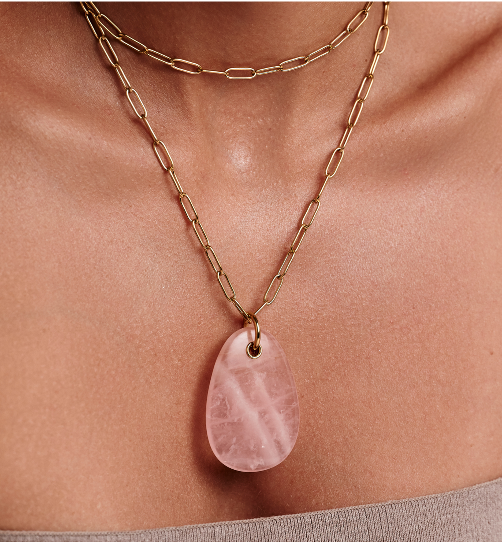 Naszyjnik z z kwarcem różowym długi NSA1506