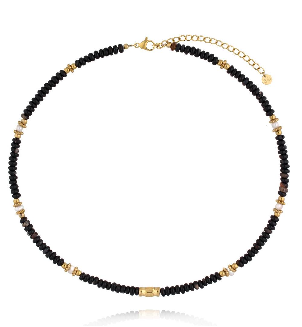 Zestaw biżuterii z czarnych kamieni naturalnych ZN0193