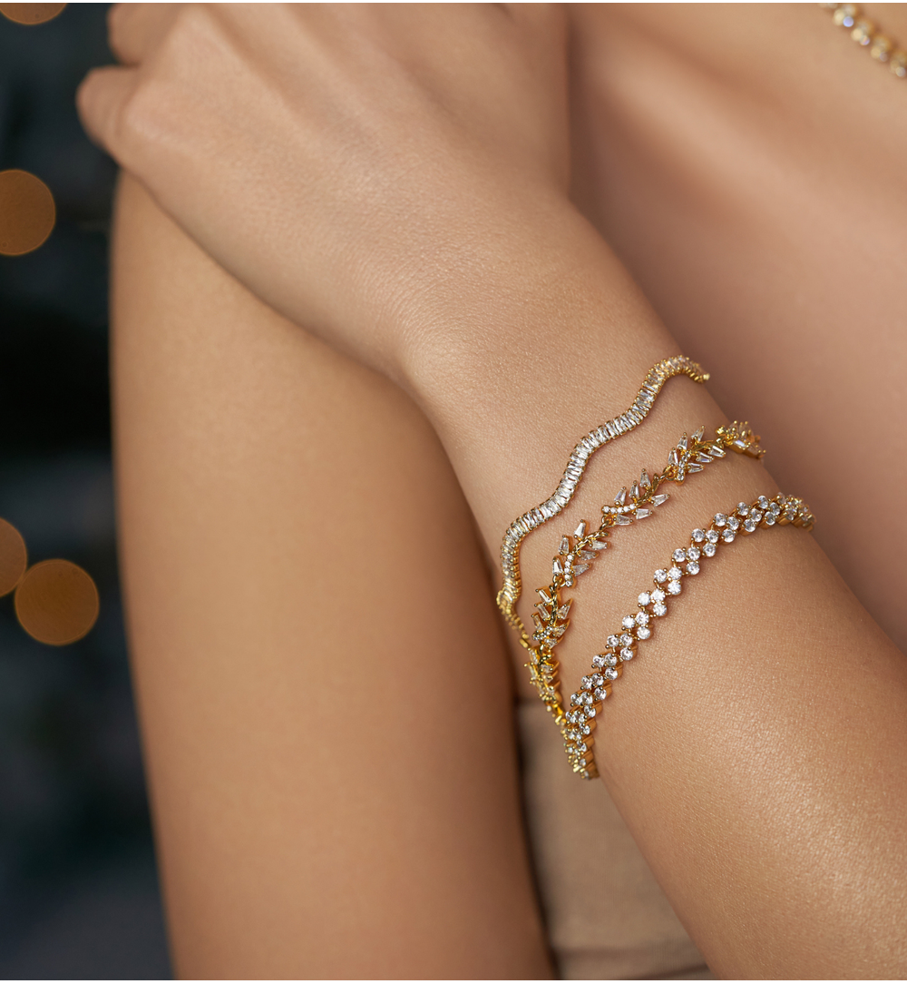 Bransoletka złota z kryształkami Gold Wave BSS0127