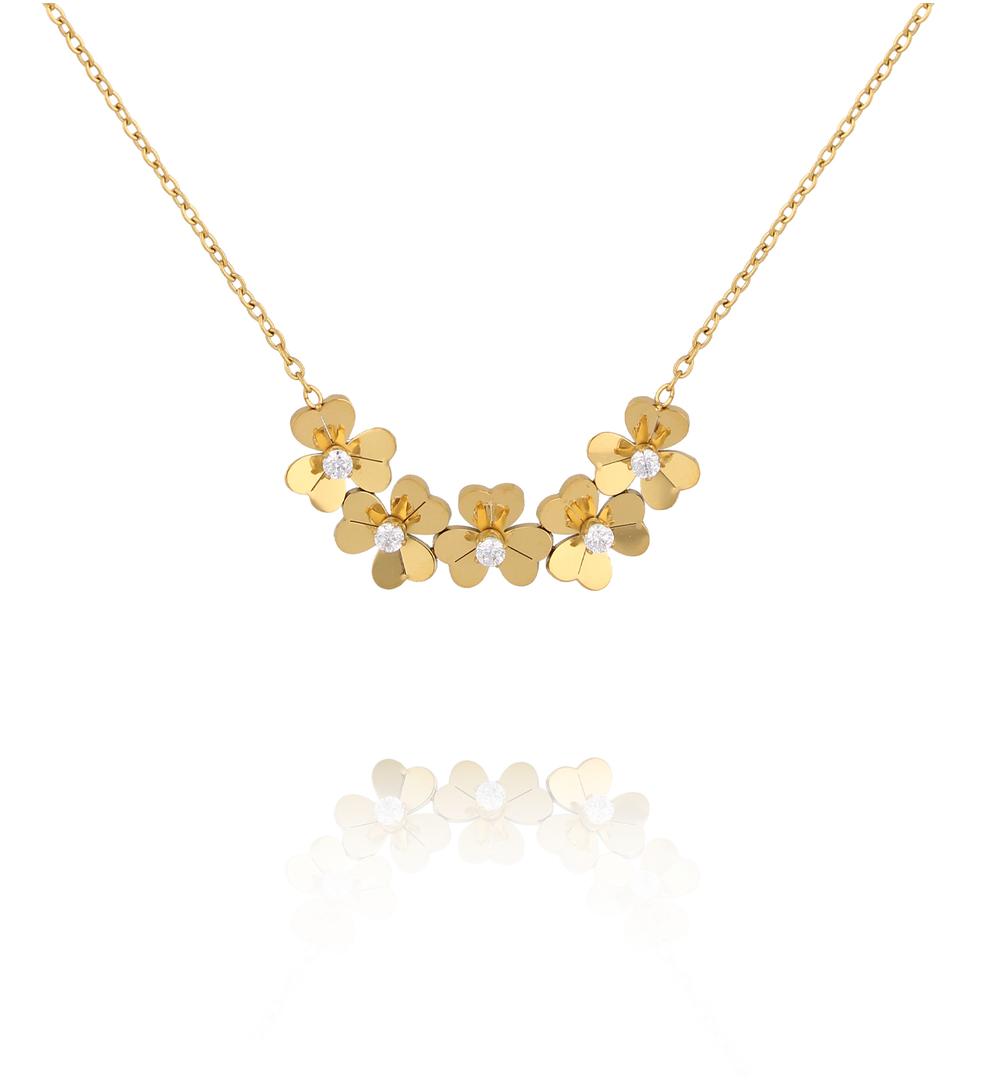 Naszyjnik z kwiatuszkami złoty NSY0876