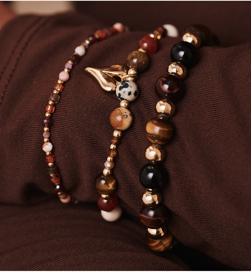 Bransoletka z kamieni w odcieniach ziemi z sercem BMMH4040