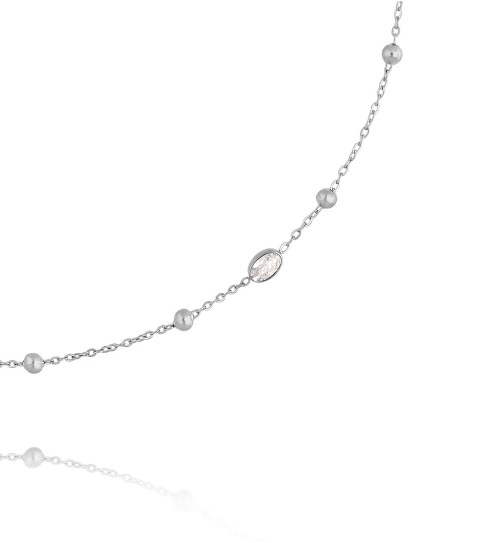 Naszyjnik srebrny ze stali szlachetnej z kuleczkami i cyrkoniami NSY0892