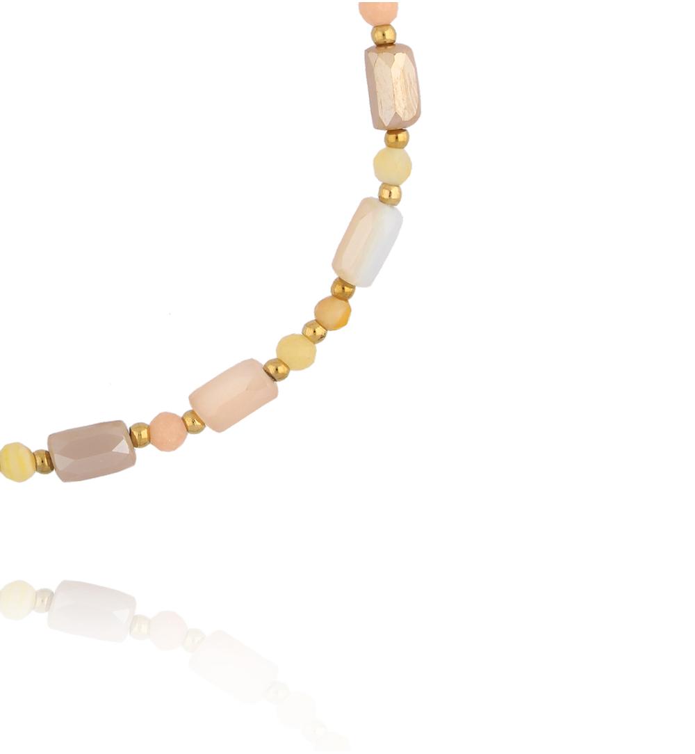 Bransoletka z pastelowych szklanych kryształków w odcieniach beżu BTW3595