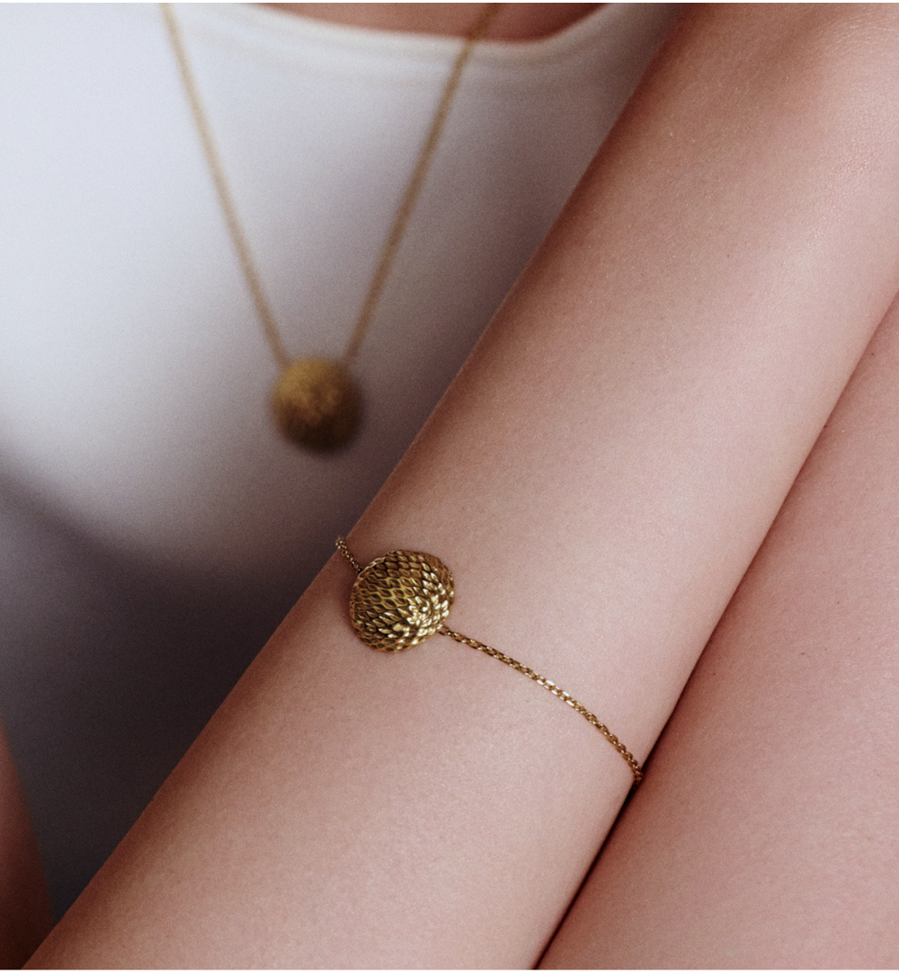 Bransoletka złota z dużym fakturowanym dyskiem BSY0432