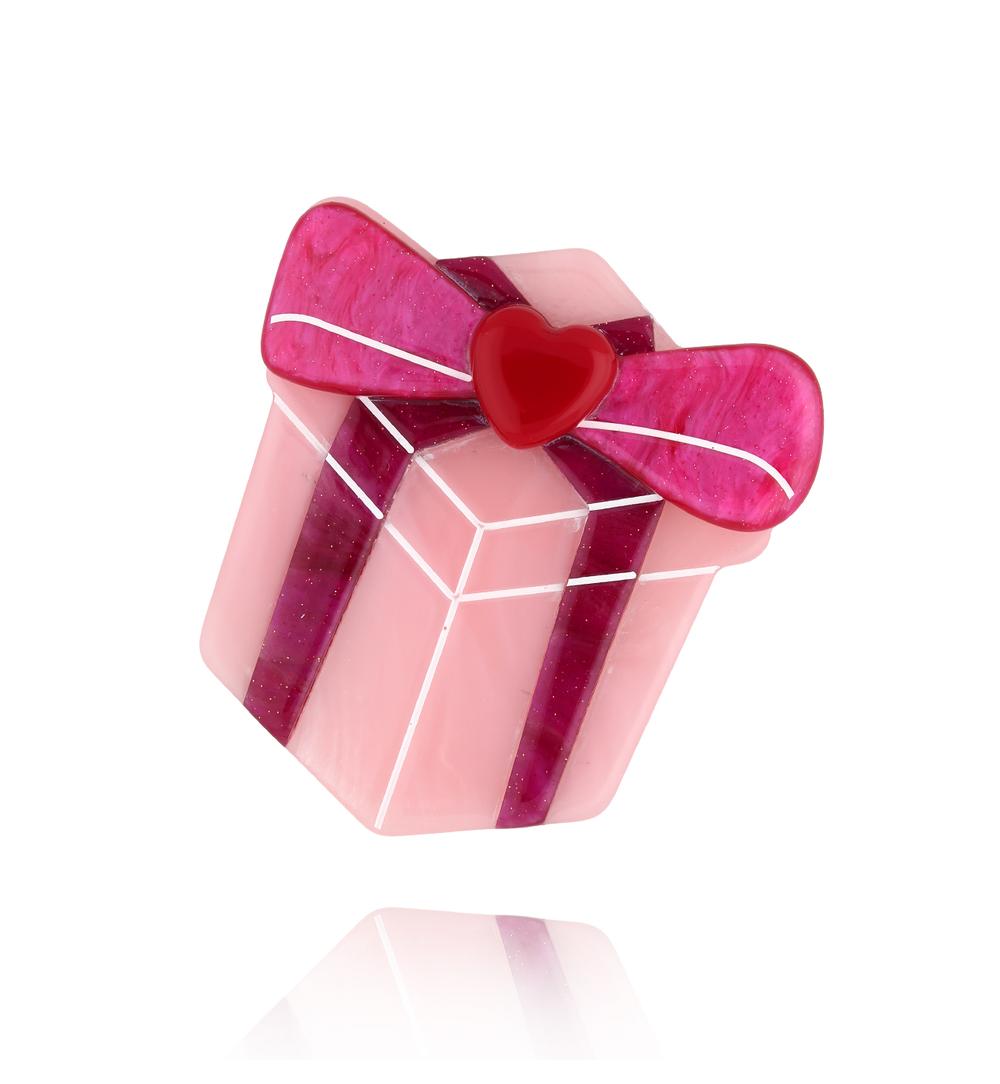 Broszka różowa z prezentem Gift of Love BRZA0052