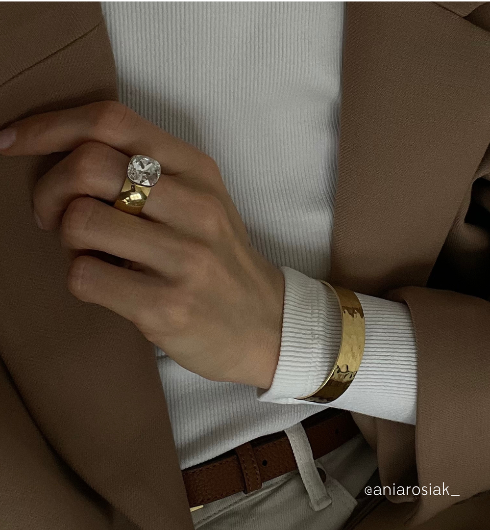 Pierścionek złoty z kryształem Glisser PSA0860