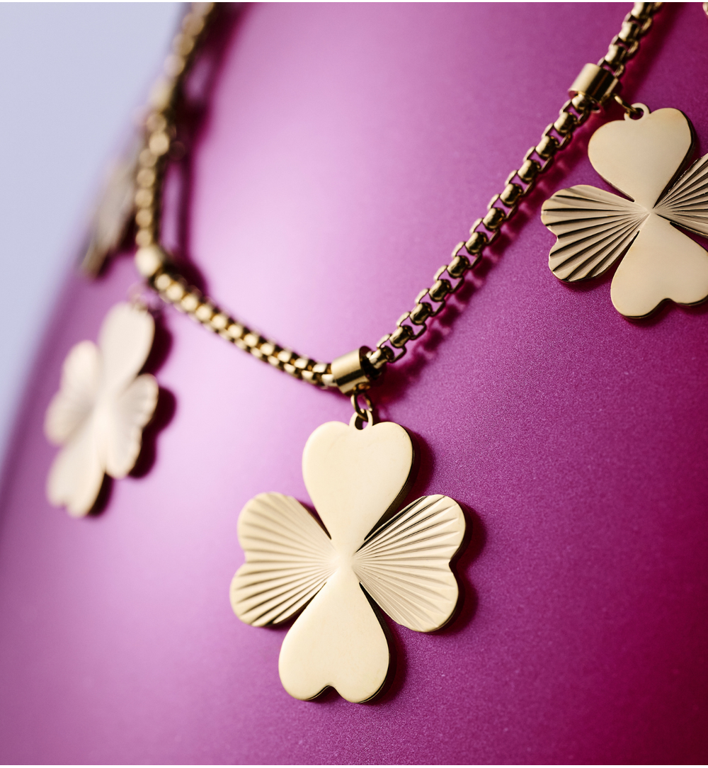 Naszyjnik z koniczynkami złoty NEA0039