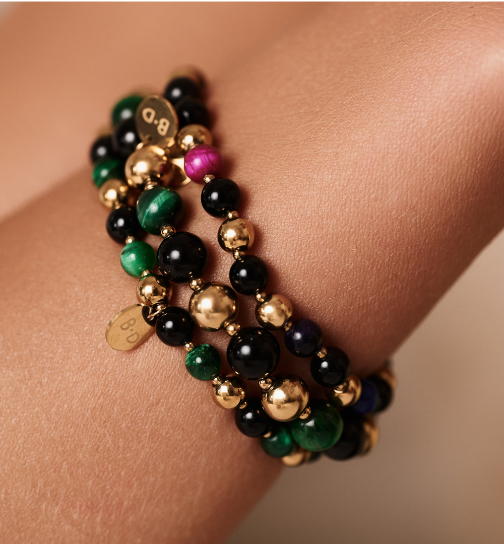 Bransoletka z agatami i tygrysim okiem BPA0522