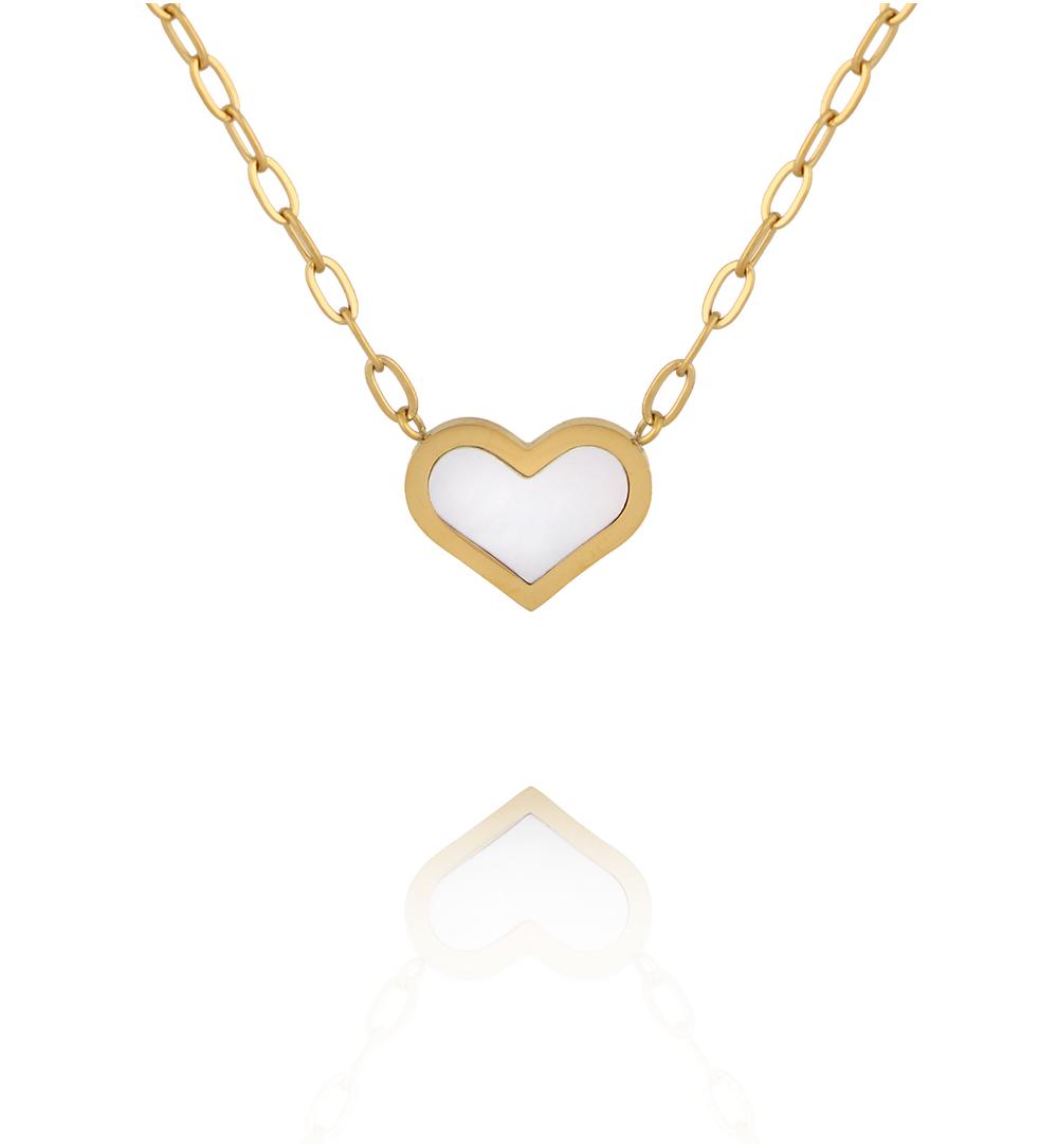 Naszyjnik z sercem z masą perłową NSY0880