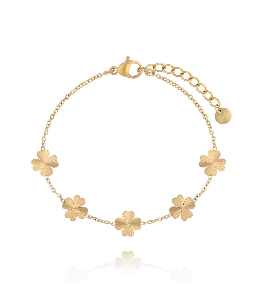 Zestaw biżuterii z motywem koniczynki złoty ZN0105