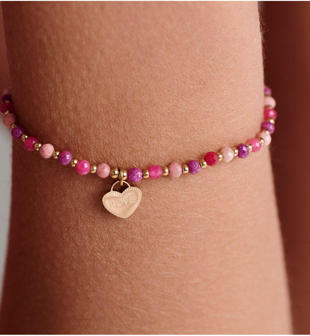 Zestaw biżuterii z różowych kamieni z zawieszkami ZN0179