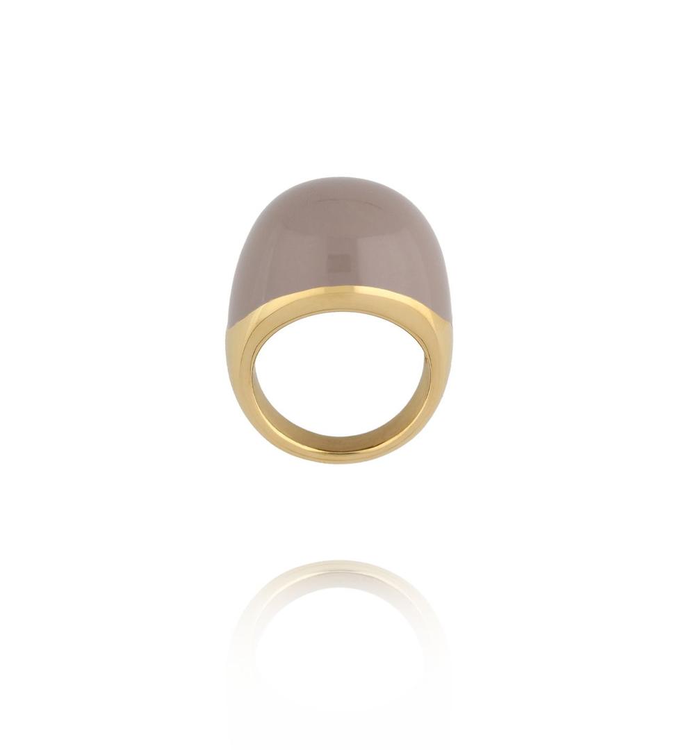 Pierścionek złoty z emalią  Light Taupe PSA1337