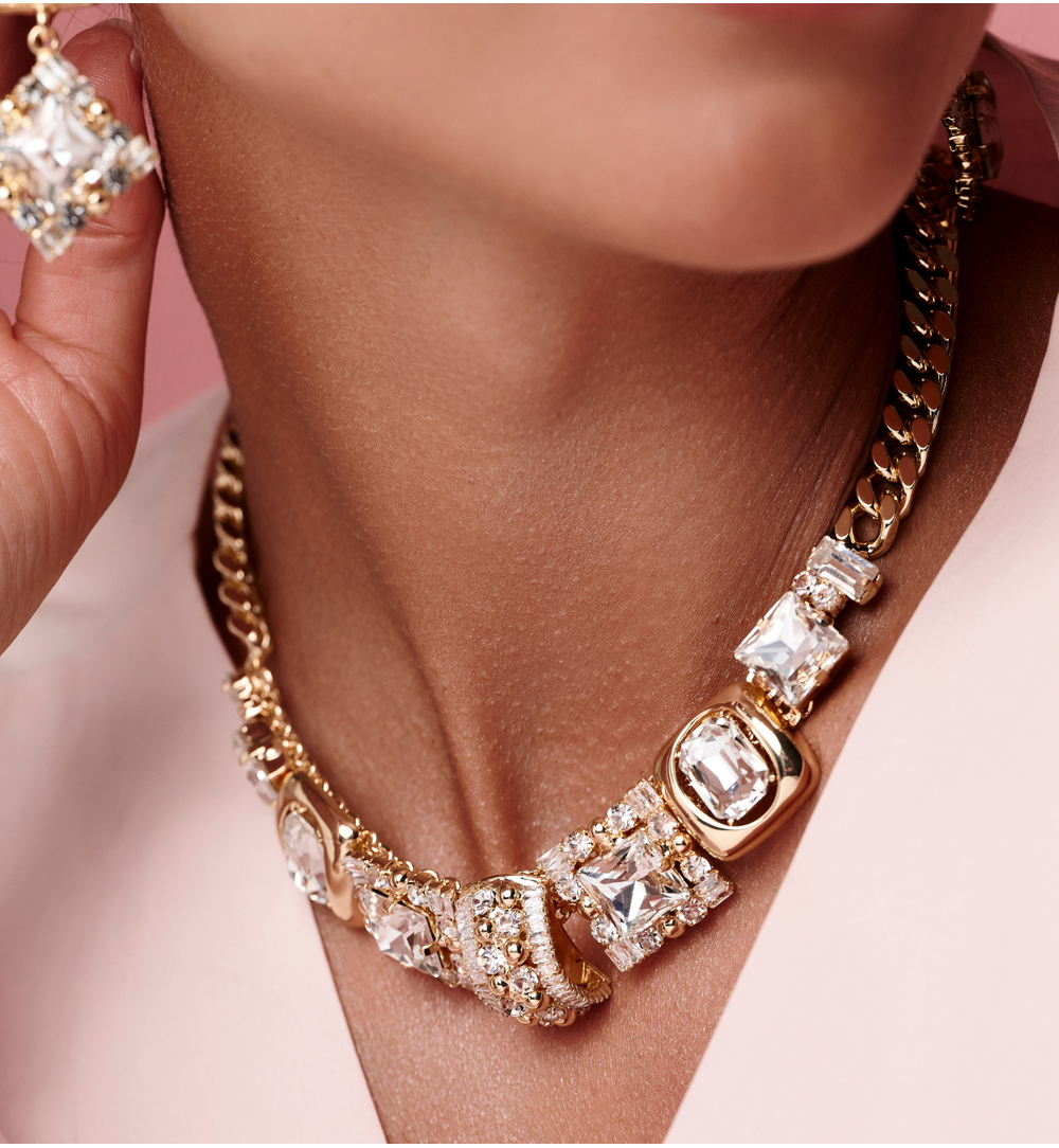 Zestaw biżuterii glamour z kryształami ZN0184