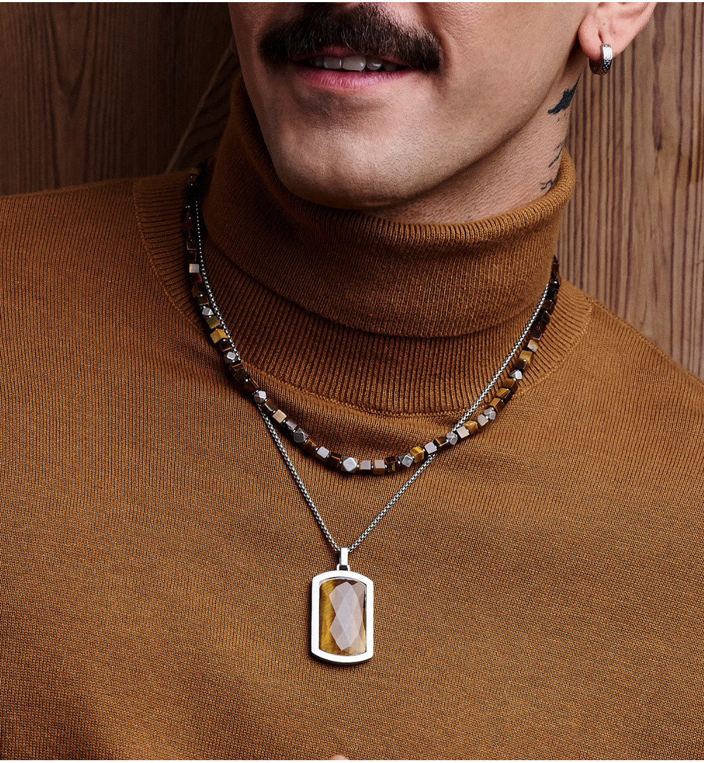 Zestaw męskich naszyjników  z tygrysim okiem ZN0074