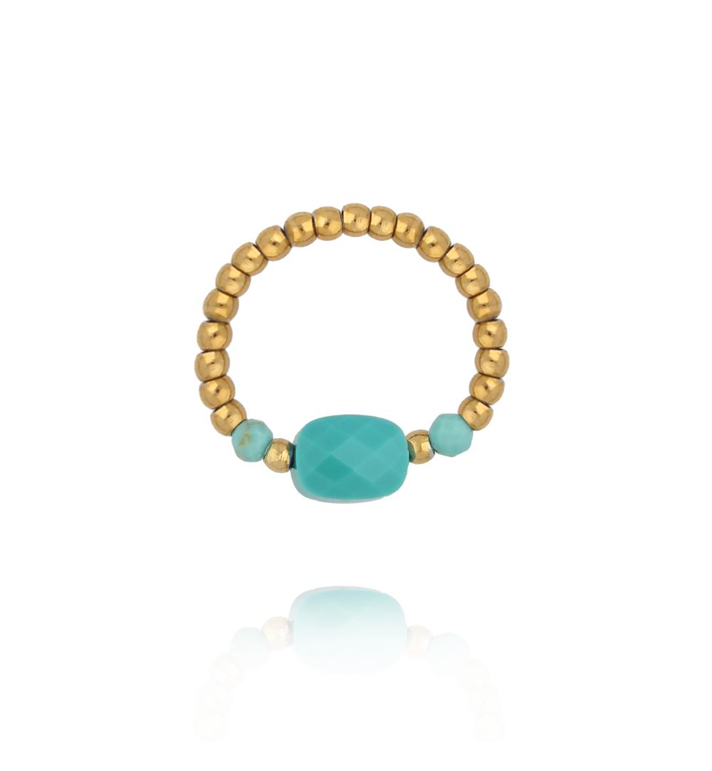 Pierścionek elastyczny z amazonitem PTW0601