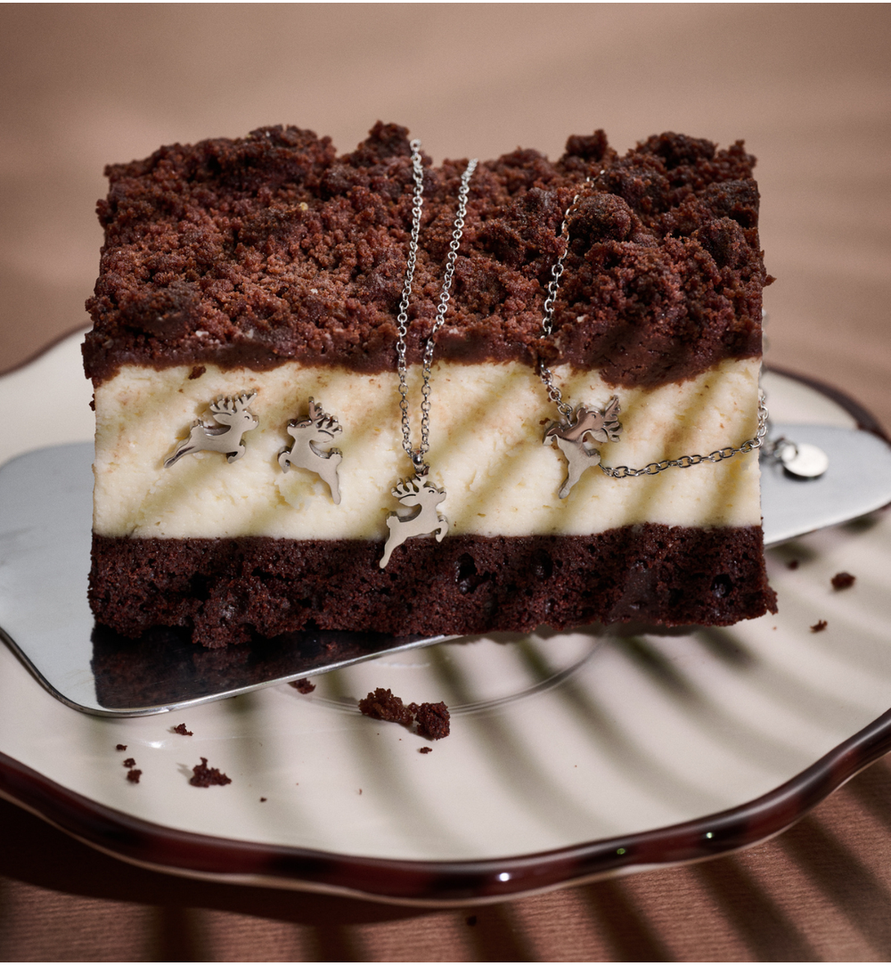 Zestaw świątecznej biżuterii ze srebrnymi reniferami ZN0060