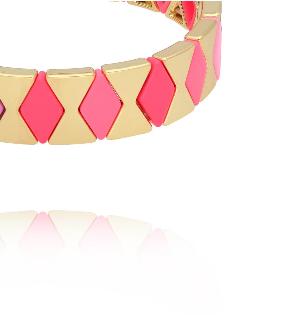 Bransoletka elastyczna w różowo–złotej palecie z akcentem fioletu BCR0041