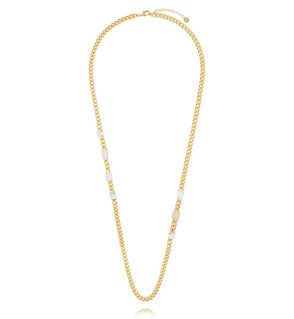 Naszyjnik łańcuch z białymi kryształkami NS0407