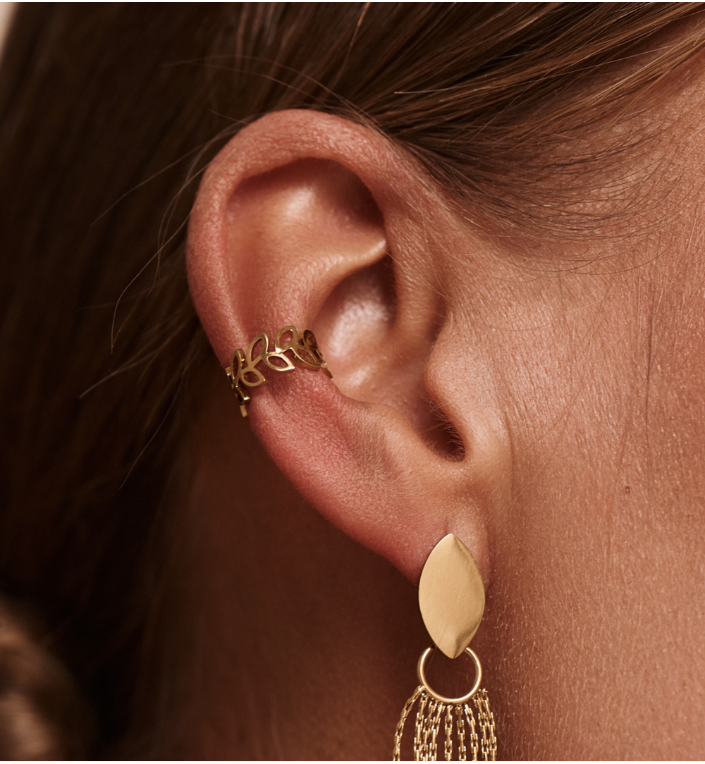 Nausznice z listkami złote KSY0453