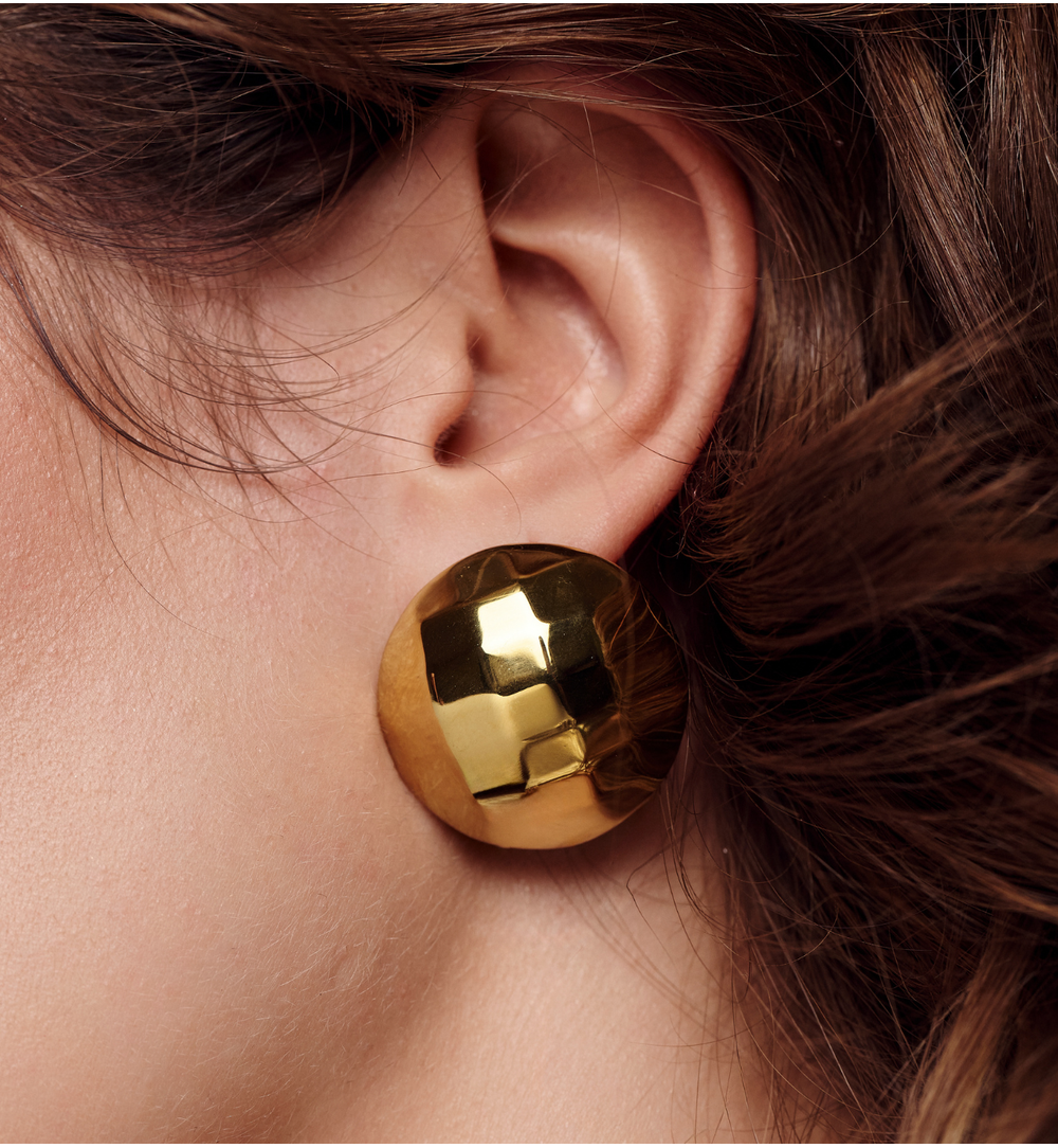 Kolczyki kule złote duże fasetowane KSY0398