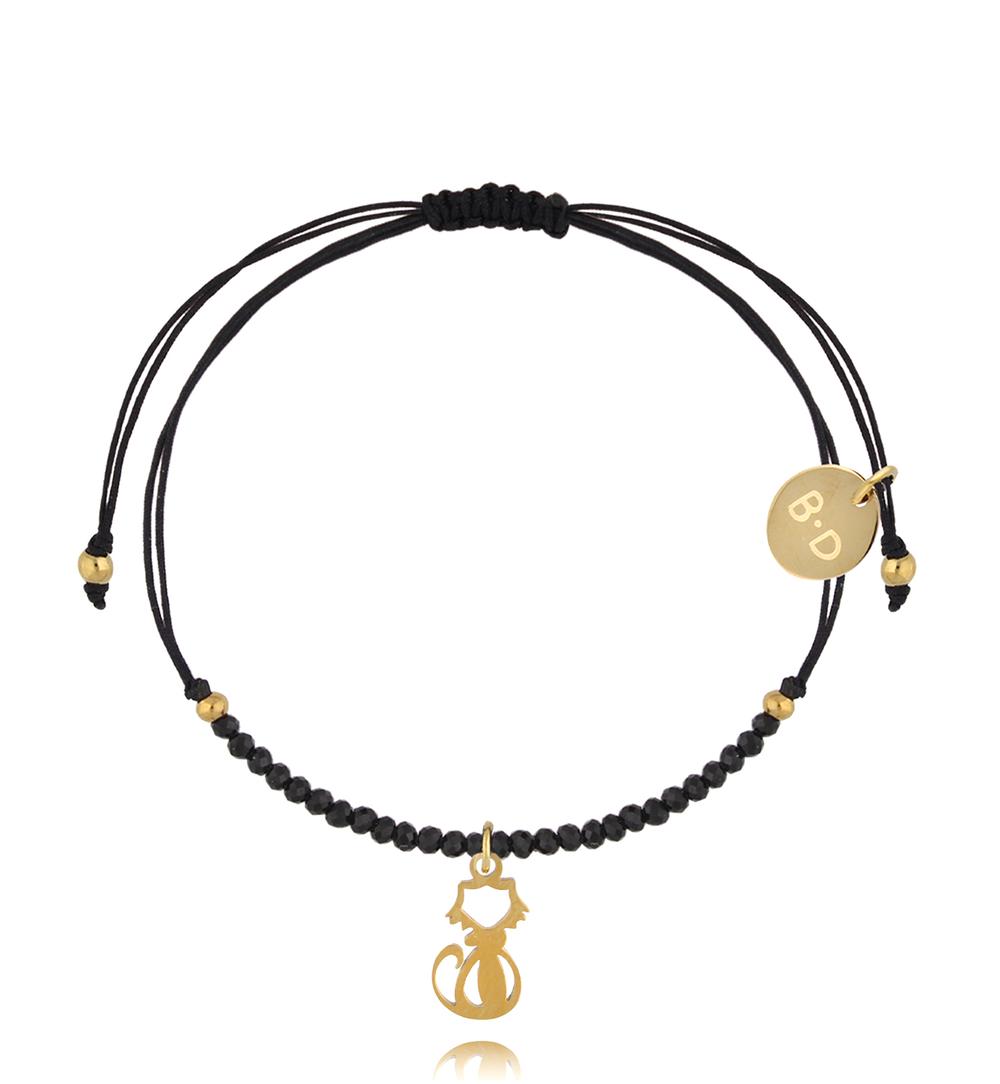 Bransoletka z turmalinami i złotym kotkiem Successo BMT0106