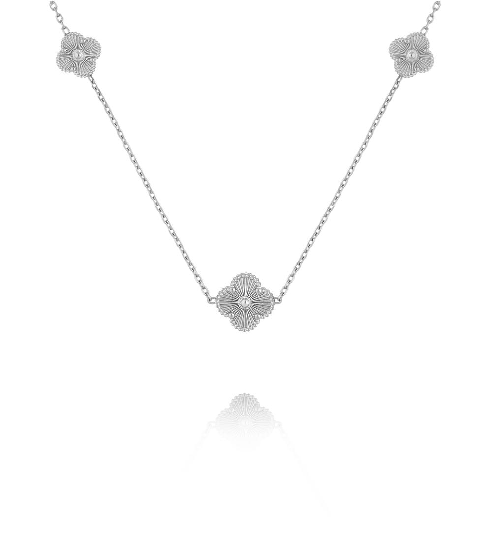 Naszyjnik długi ze srebrnymi koniczynkami NSY0705