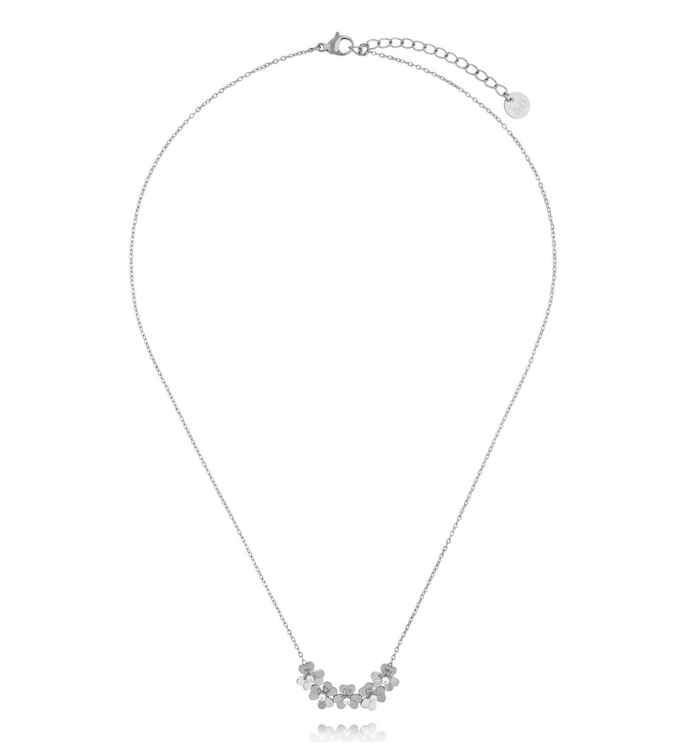 Naszyjnik z kwiatuszkami srebrny NSY0875