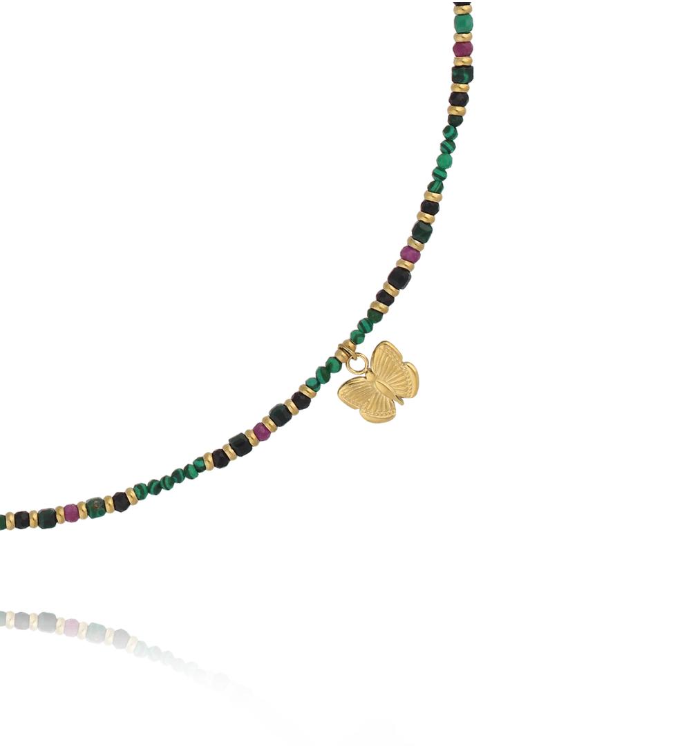 Naszyjnik zielony z motylkiem NTW1545