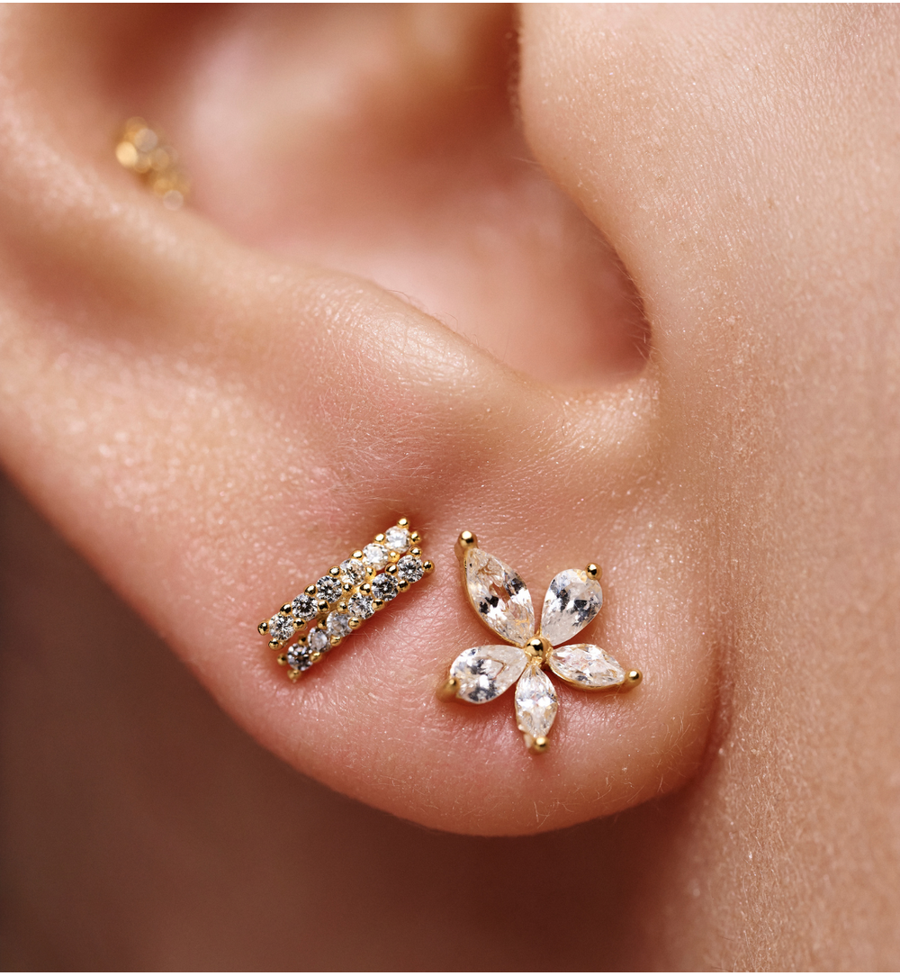 Zestaw kolczyków pozłacanych z cyrkoniami KLT0046