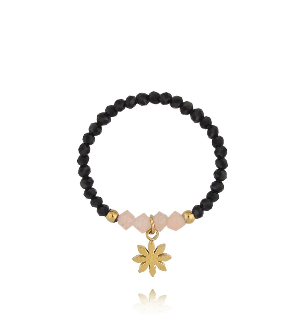 Pierścionek z turmalinami i kamieniami słonecznymi PTW0453