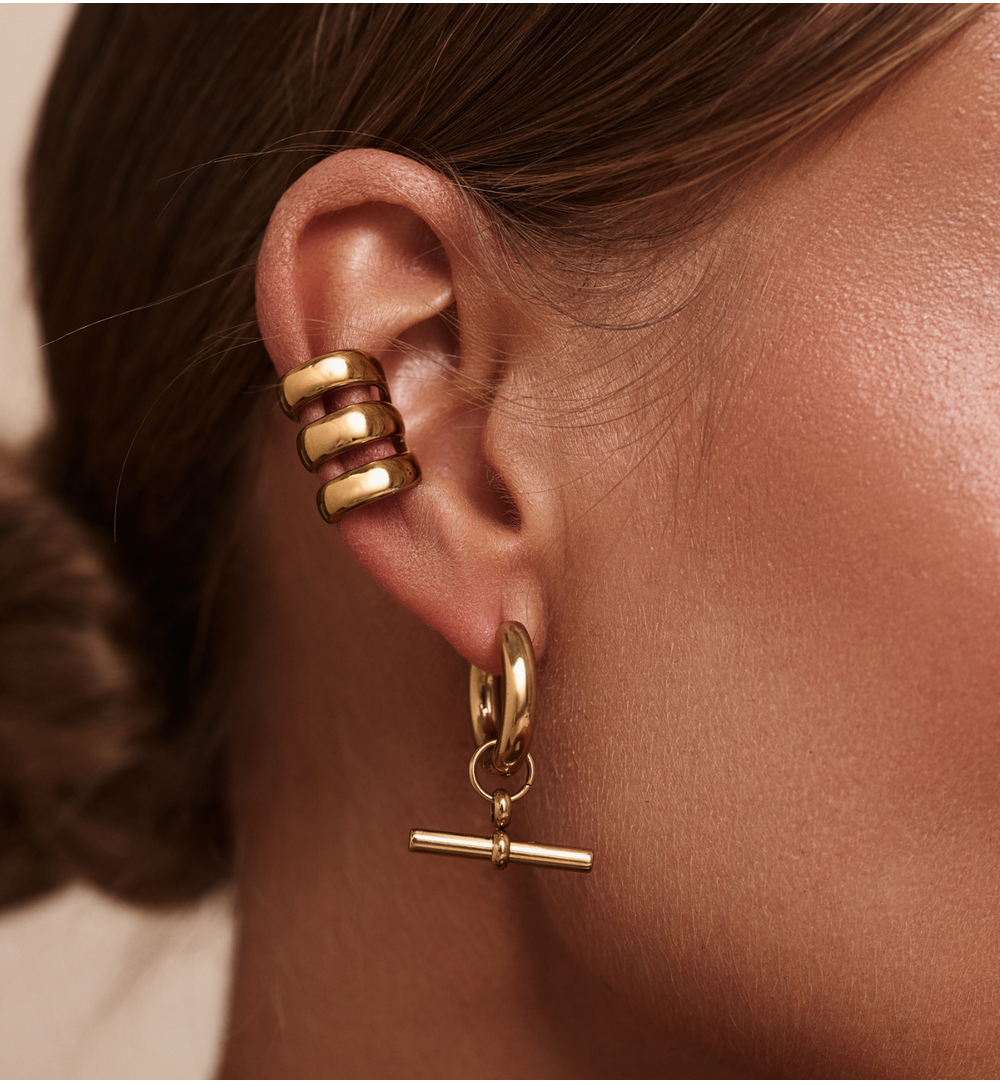 Nausznice złote potrójne KSY0463