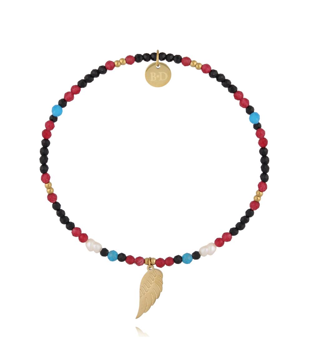 Bransoletka z kamieni naturalnych i skrzydełkiem BTW3662