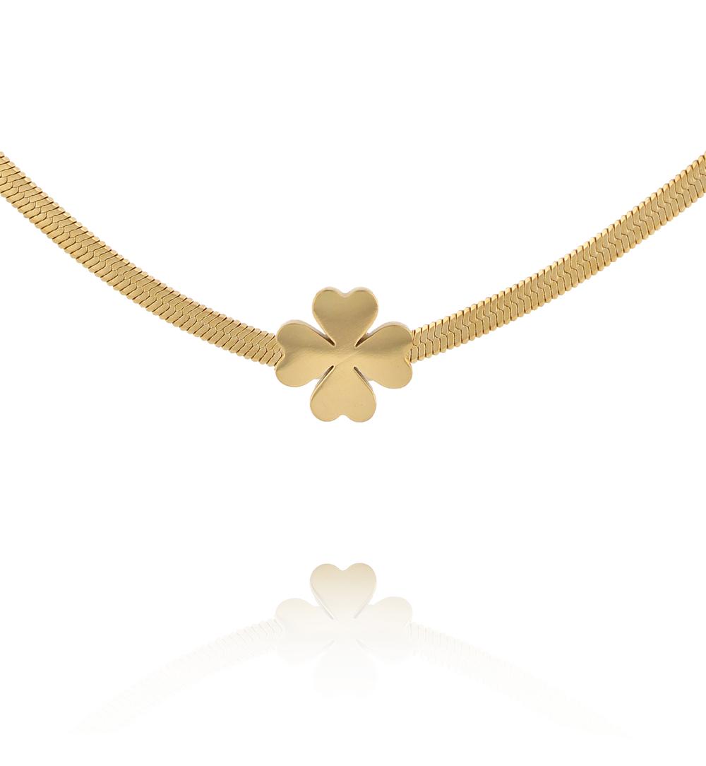 Naszyjnik złota żmijka z koniczynką NEA0049