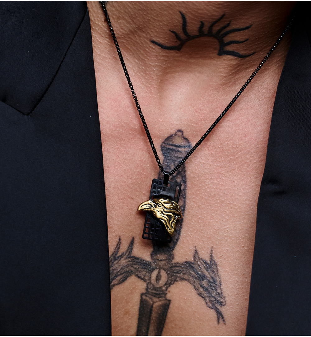 Naszyjnik męski ze złotym orłem Telem NMITC0168