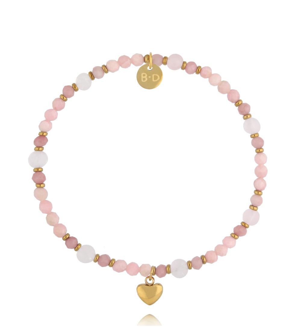 Bransoletka z kwarcami różowymi i sercem BTW3743
