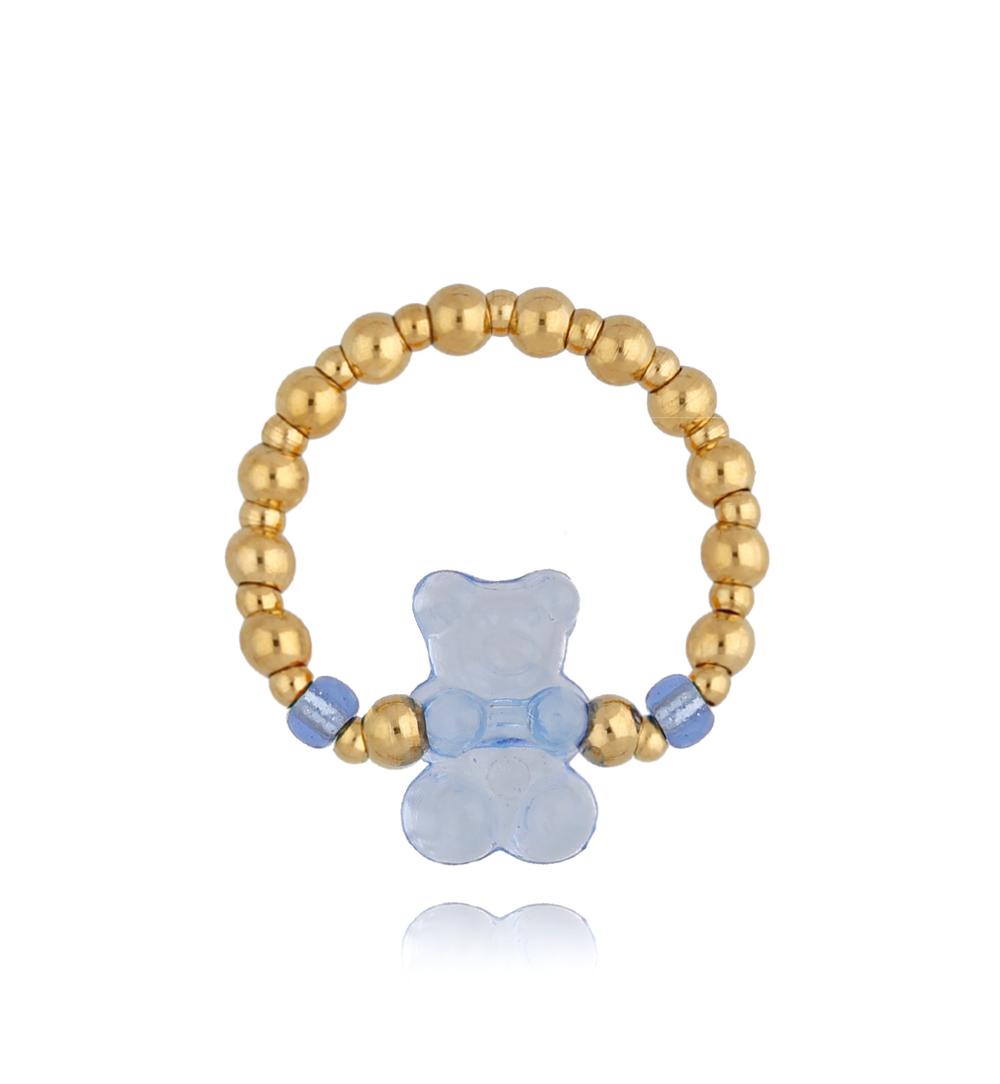 Pierścionek złoty z błękitnym misiem Bears PSC0350