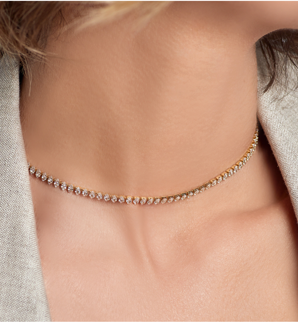 Naszyjnik choker tenisowy z kryształkami Don't Wanna Sleep NS0109