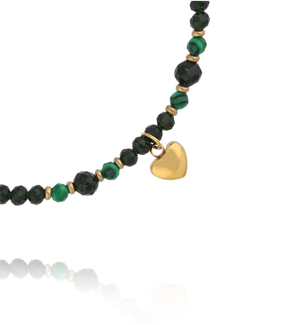 Bransoletka zielona z sercem BTW3746