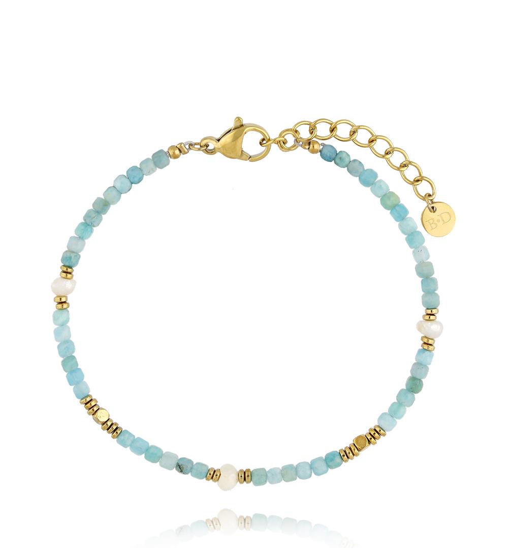 Zestaw bransoletek z kamieni naturalnych w odcieniach turkusu i błękitu ZN0206