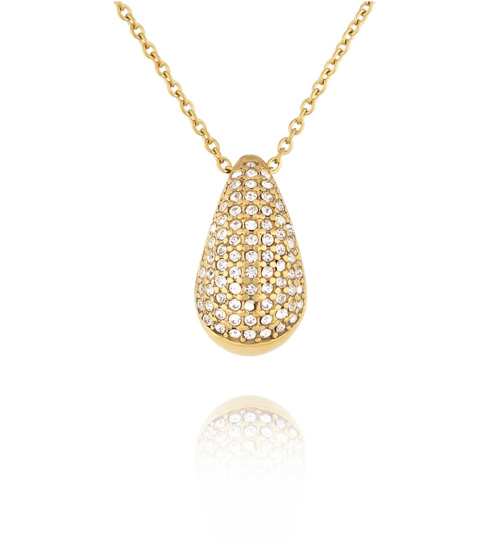 Naszyjnik z kroplą z cyrkoniami złoty Crystal Raindrop NSA1275