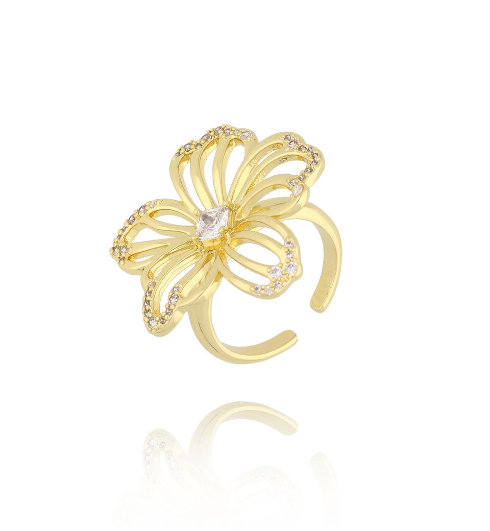 Pierścionek złoty z kwiatkiem Sunlit Blossom PRG0298