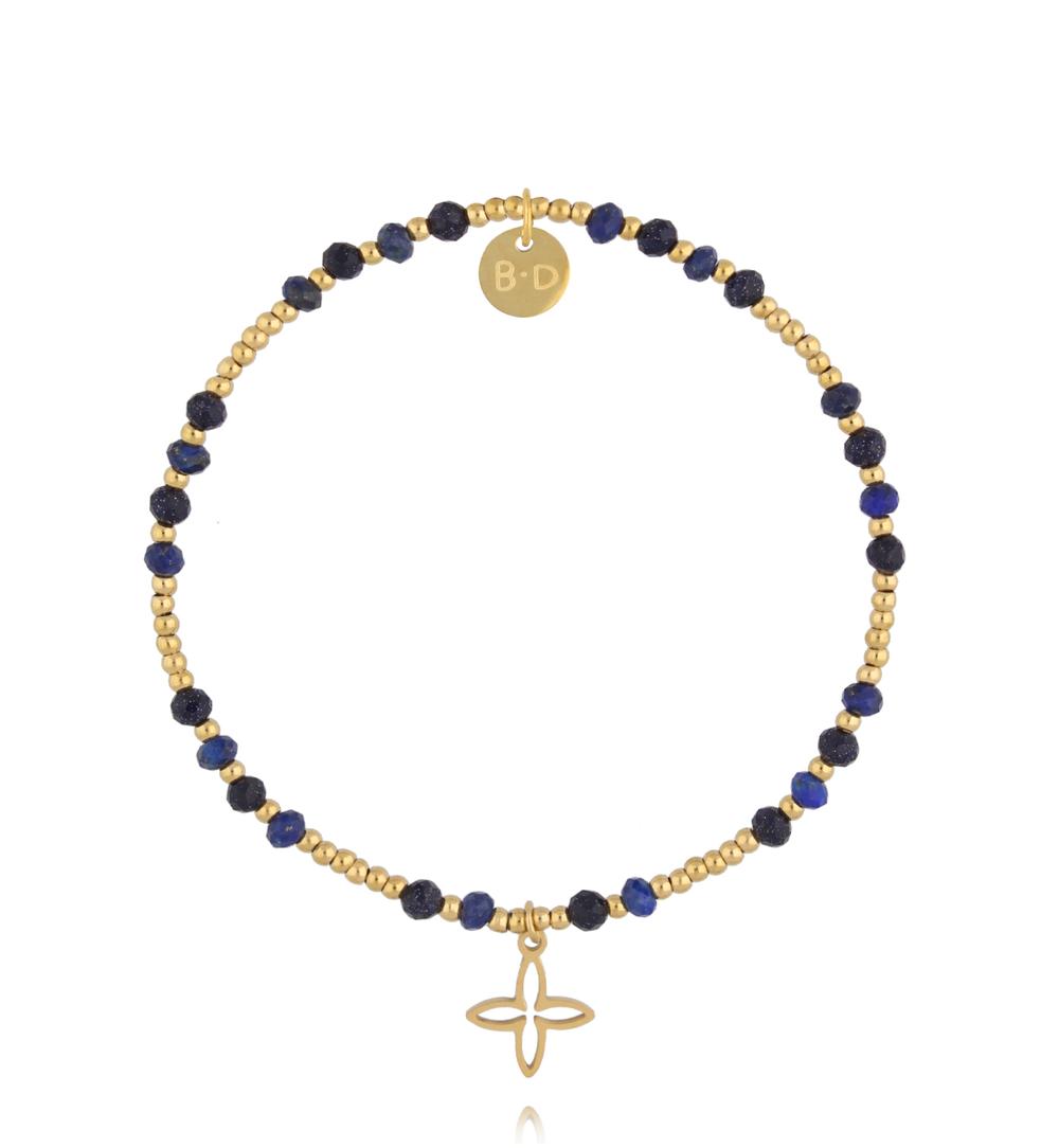 Bransoletka z lapisu lazuli i blue sand z krzyżykiem BTW3502