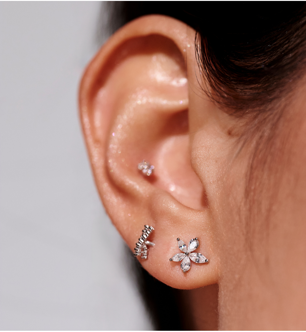 Zestaw kolczyków posrebrzanych z cyrkoniami KLT0045