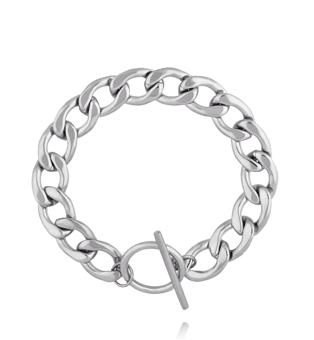 Zestaw srebrzystych łańcuchów i obręczy ZN0135