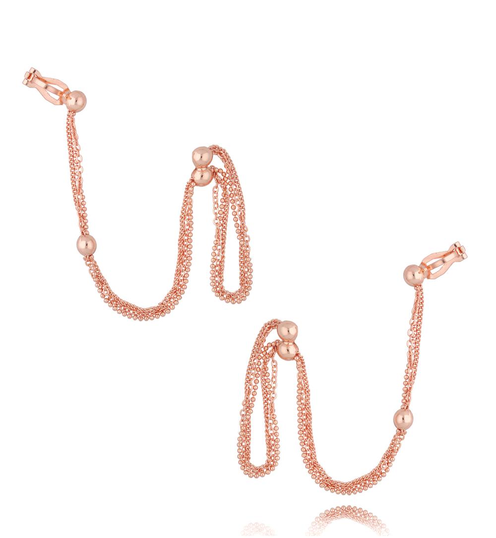 Kolczyki z nausznicą różowe złoto Yazmin KRG0877